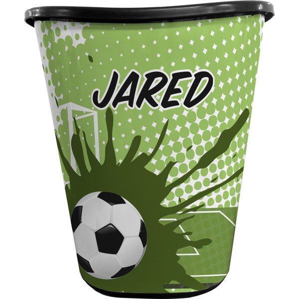 Custom Soccer Waste Basket - Double Sided (Black) (Personalized)