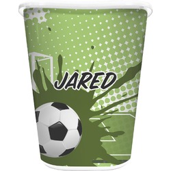 Soccer Waste Basket - Single Sided (White) (Personalized)
