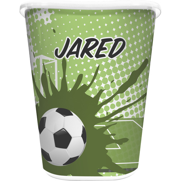 Custom Soccer Waste Basket - Single Sided (White) (Personalized)