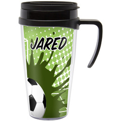 Soccer Acrylic Travel Mug with Handle (Personalized)