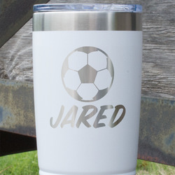 Soccer 20 oz Stainless Steel Tumbler - White - Double Sided (Personalized)