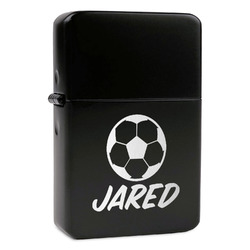 Soccer Windproof Lighter - Black - Single Sided (Personalized)