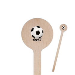 Soccer 6" Round Wooden Stir Sticks - Single Sided (Personalized)