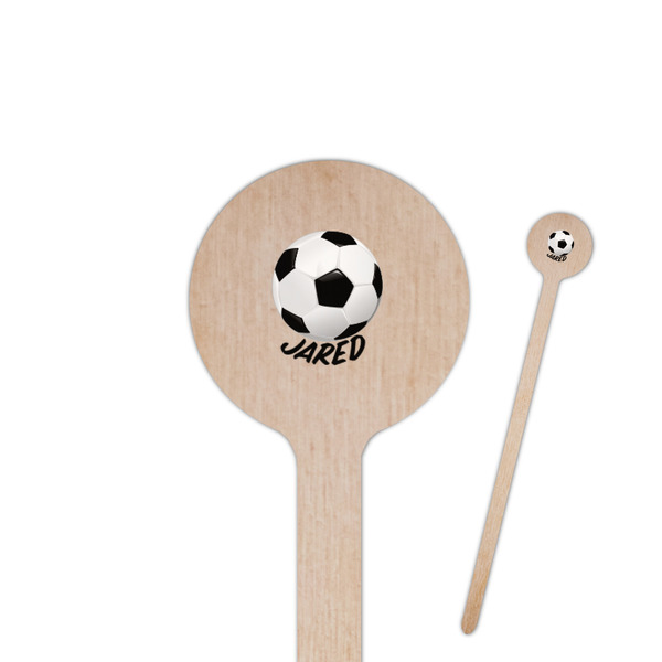 Custom Soccer 7.5" Round Wooden Stir Sticks - Single Sided (Personalized)