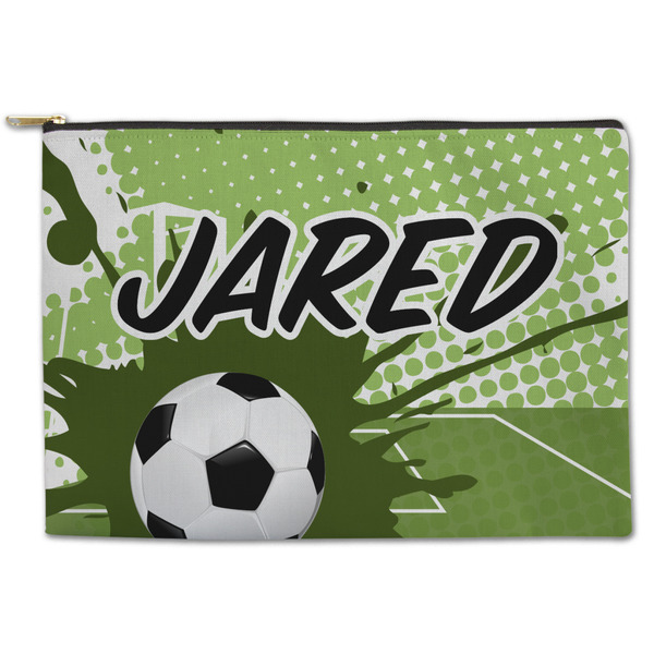 Custom Soccer Zipper Pouch - Large - 12.5"x8.5" (Personalized)