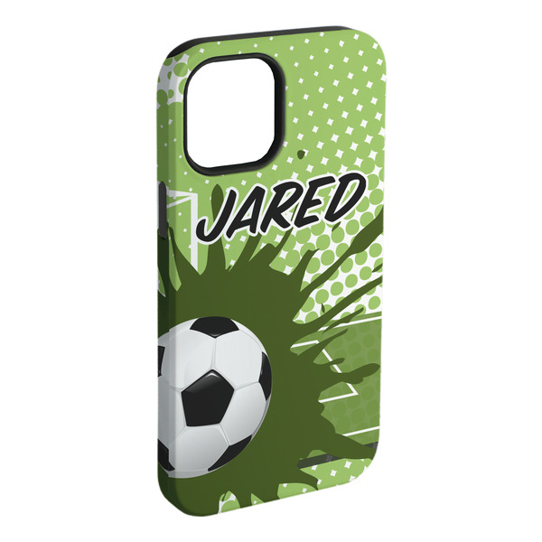 Custom Soccer iPhone Case - Rubber Lined - iPhone 15 Plus (Personalized)