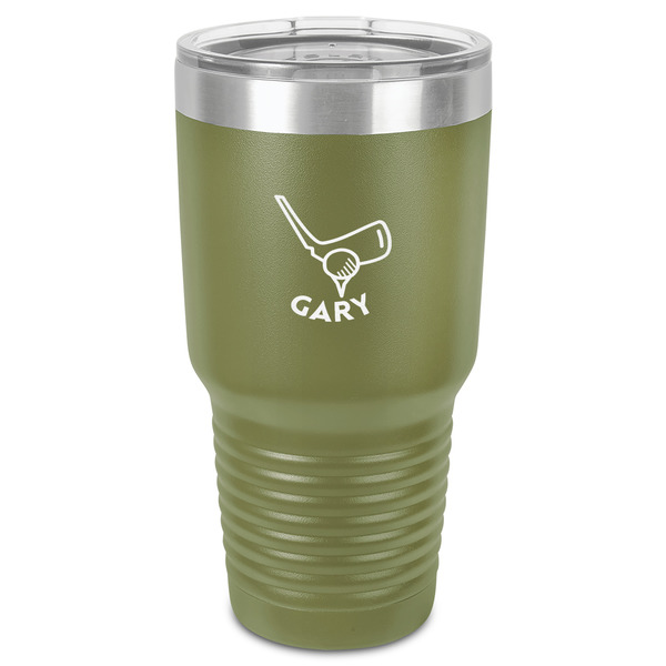 Custom Golf 30 oz Stainless Steel Tumbler - Olive - Single-Sided (Personalized)