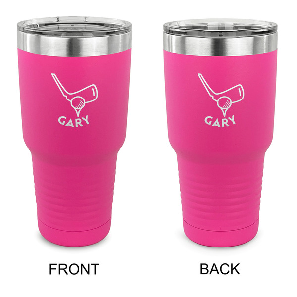 Custom Golf 30 oz Stainless Steel Tumbler - Pink - Double Sided (Personalized)