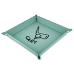 Golf Faux Leather Dice Tray - 9" x 9"  - Teal (Personalized)