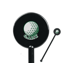 Golf 5.5" Round Plastic Stir Sticks - Black - Single Sided (Personalized)