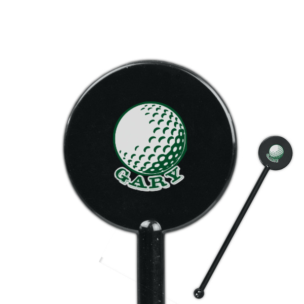 Custom Golf 5.5" Round Plastic Stir Sticks - Black - Double Sided (Personalized)