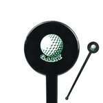 Golf 7" Round Plastic Stir Sticks - Black - Single Sided (Personalized)