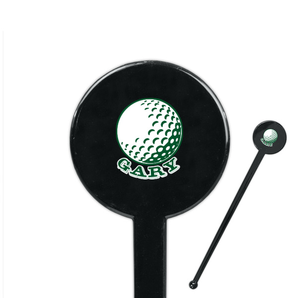 Custom Golf 7" Round Plastic Stir Sticks - Black - Single Sided (Personalized)