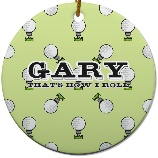 Custom Golf Round Ceramic Ornament w/ Name or Text