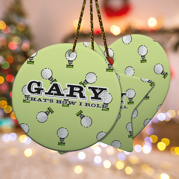 Custom Golf Ceramic Ornament w/ Name or Text