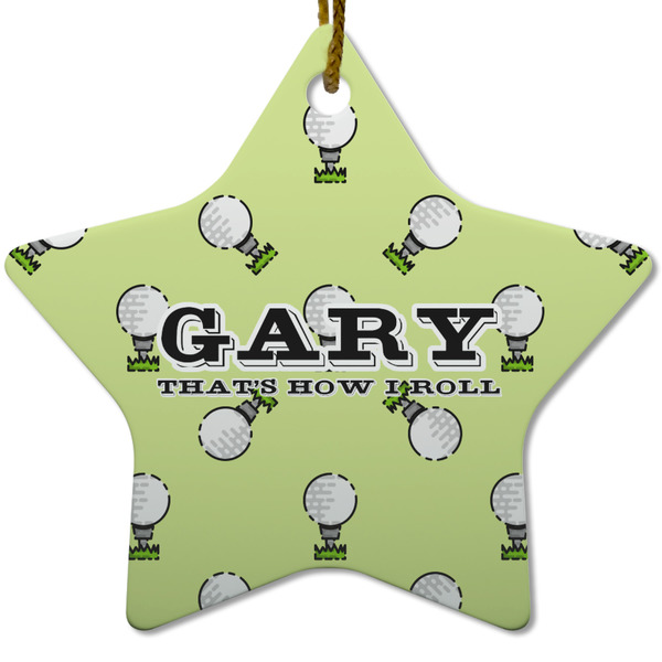 Custom Golf Star Ceramic Ornament w/ Name or Text