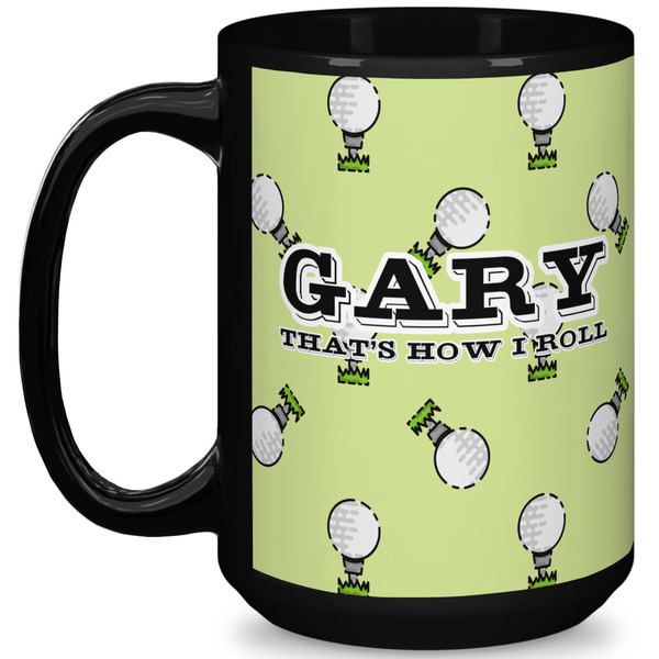 Custom Golf 15 Oz Coffee Mug - Black (Personalized)