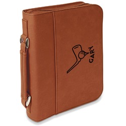 Golf Leatherette Bible Cover with Handle & Zipper - Large - Double Sided (Personalized)