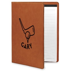 Golf Leatherette Portfolio with Notepad - Large - Single Sided (Personalized)