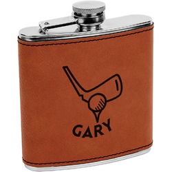 Golf Leatherette Wrapped Stainless Steel Flask (Personalized)