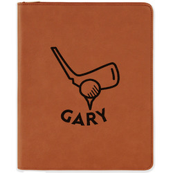 Golf Leatherette Zipper Portfolio with Notepad - Double Sided (Personalized)