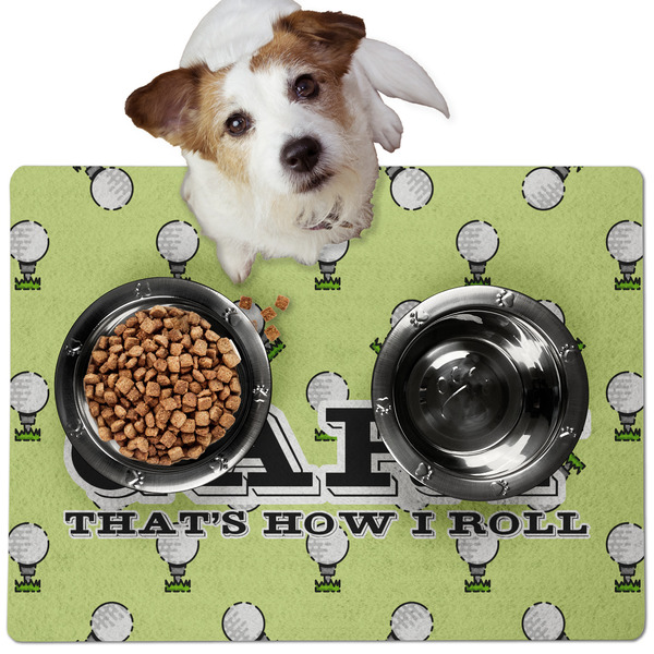 Custom Golf Dog Food Mat - Medium w/ Name or Text