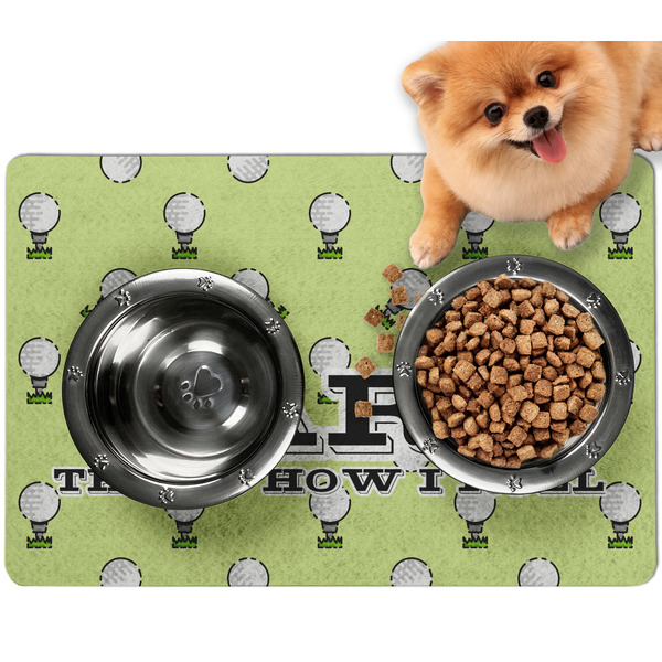 Custom Golf Dog Food Mat - Small w/ Name or Text