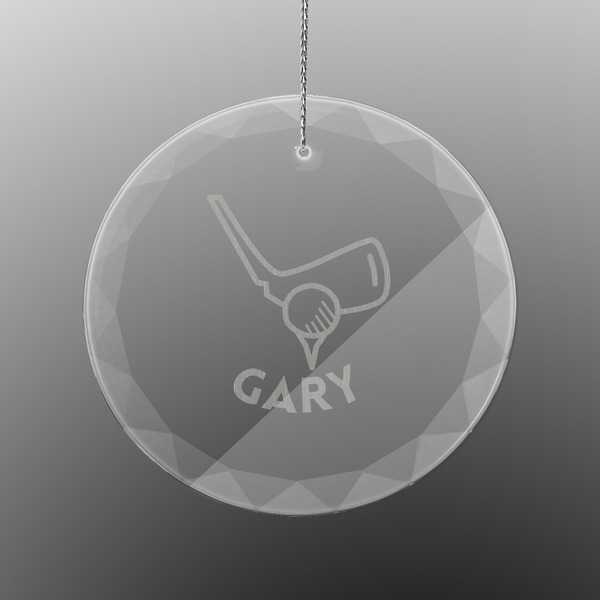 Custom Golf Engraved Glass Ornament - Round (Personalized)