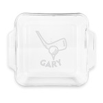 Golf Glass Cake Dish with Truefit Lid - 8in x 8in (Personalized)