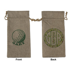 Golf Large Burlap Gift Bag - Front & Back (Personalized)