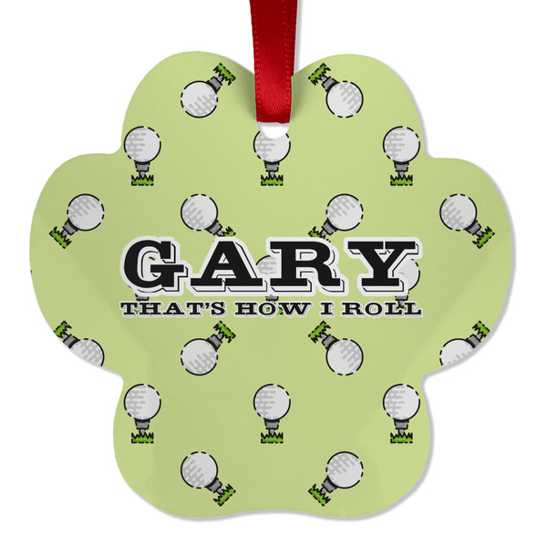 Custom Golf Metal Paw Ornament - Double Sided w/ Name or Text