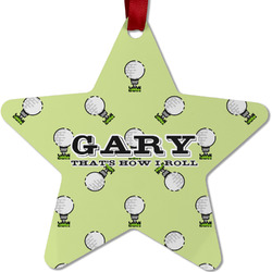 Golf Metal Star Ornament - Double Sided w/ Name or Text