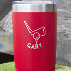 Golf 20 oz Stainless Steel Tumbler - Red - Double Sided (Personalized)