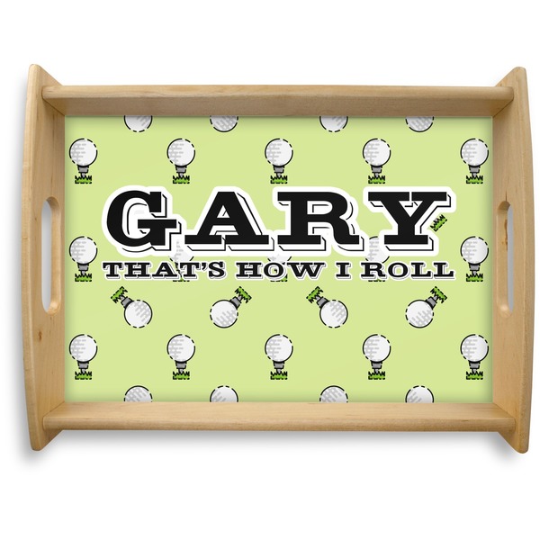 Custom Golf Natural Wooden Tray - Large (Personalized)