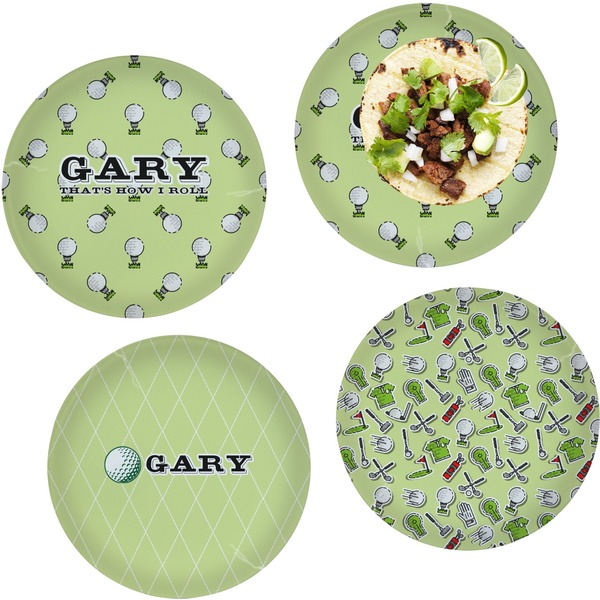 Custom Golf Set of 4 Glass Lunch / Dinner Plate 10" (Personalized)