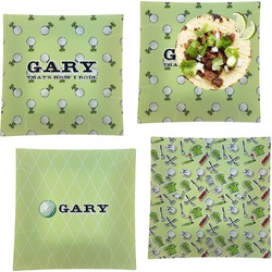 Golf Set of 4 Glass Square Lunch / Dinner Plate 9.5" (Personalized)