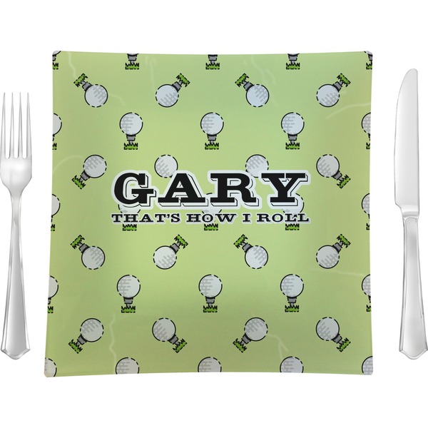 Custom Golf Glass Square Lunch / Dinner Plate 9.5" (Personalized)