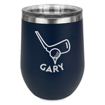 Golf Stemless Stainless Steel Wine Tumbler - Navy - Double Sided (Personalized)