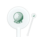 Golf 5.5" Round Plastic Stir Sticks - White - Single Sided (Personalized)