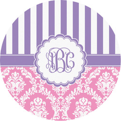 Pink & Purple Damask Multipurpose Round Labels - 1" (Personalized)