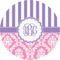 Pink & Purple Damask 1" Multipurpose Round Labels - Single Sticker