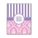 Pink & Purple Damask Wood Print - 11x14 (Personalized)