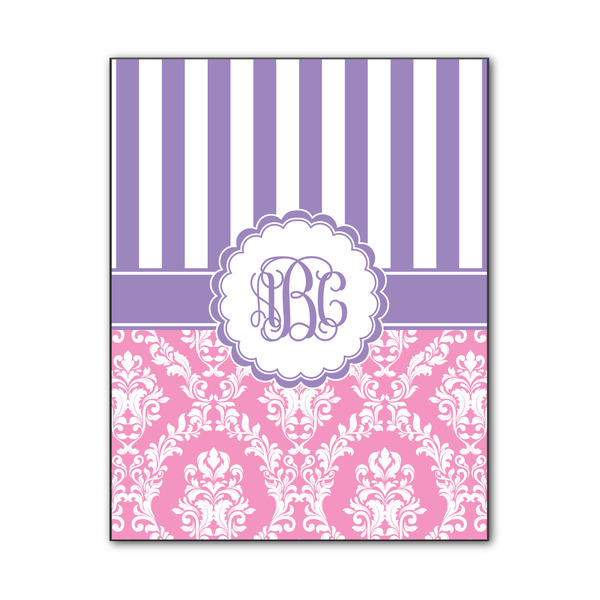 Custom Pink & Purple Damask Wood Print - 11x14 (Personalized)