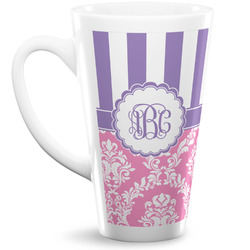 Pink & Purple Damask 16 Oz Latte Mug (Personalized)