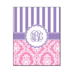 Pink & Purple Damask Wood Print - 16x20 (Personalized)