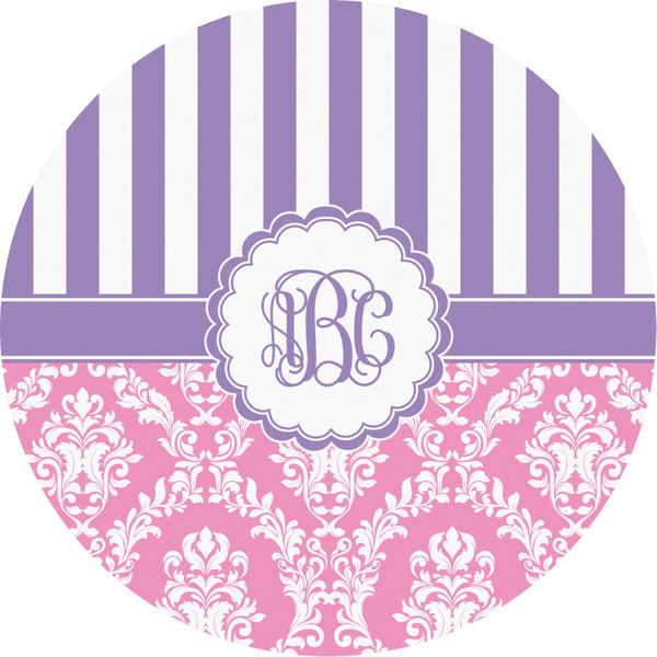 Custom Pink & Purple Damask Multipurpose Round Labels - 2" (Personalized)