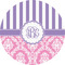 Pink & Purple Damask 2" Multipurpose Round Labels - Single Sticker