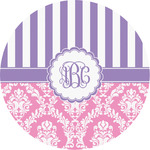 Pink & Purple Damask Multipurpose Round Labels - Custom Sized (Personalized)