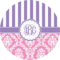 Pink & Purple Damask Multipurpose Round Labels - 3" (Personalized)