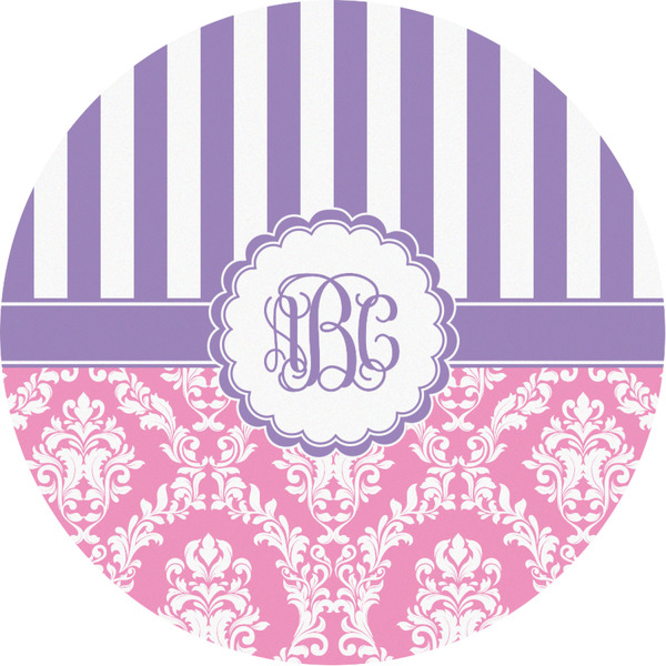 Custom Pink & Purple Damask Multipurpose Round Labels - Custom Sized (Personalized)